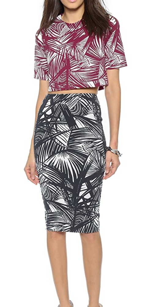 Elizabeth and James Palm Print Skirt